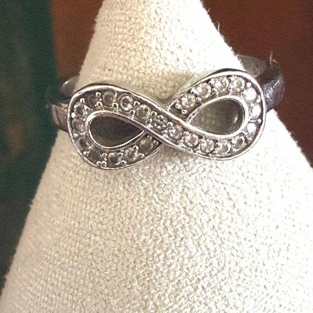 Sterling Silver Infinity Ring With Clear Accent S… - image 4